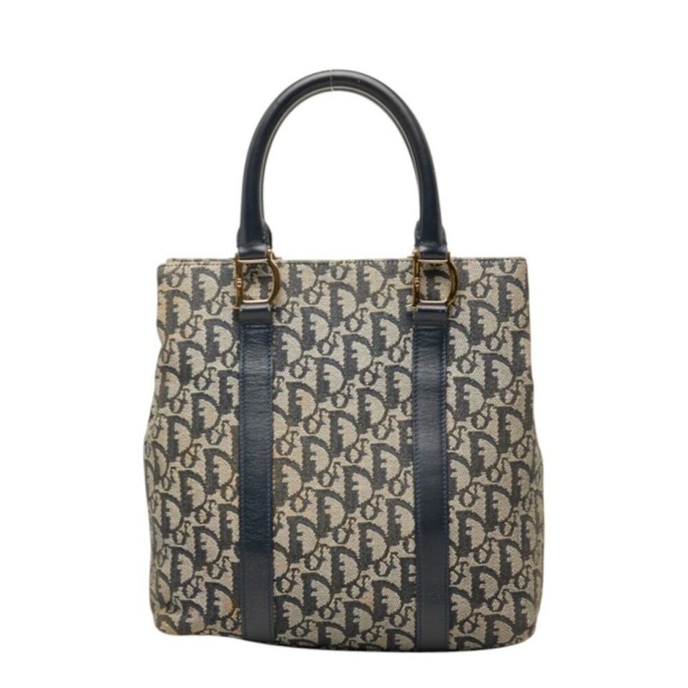 Christian Dior Dior Trotter handbag, navy canvas leather, women's.